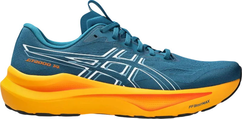 ASICS GT-2000 14 azul y amarilla, vista lateral