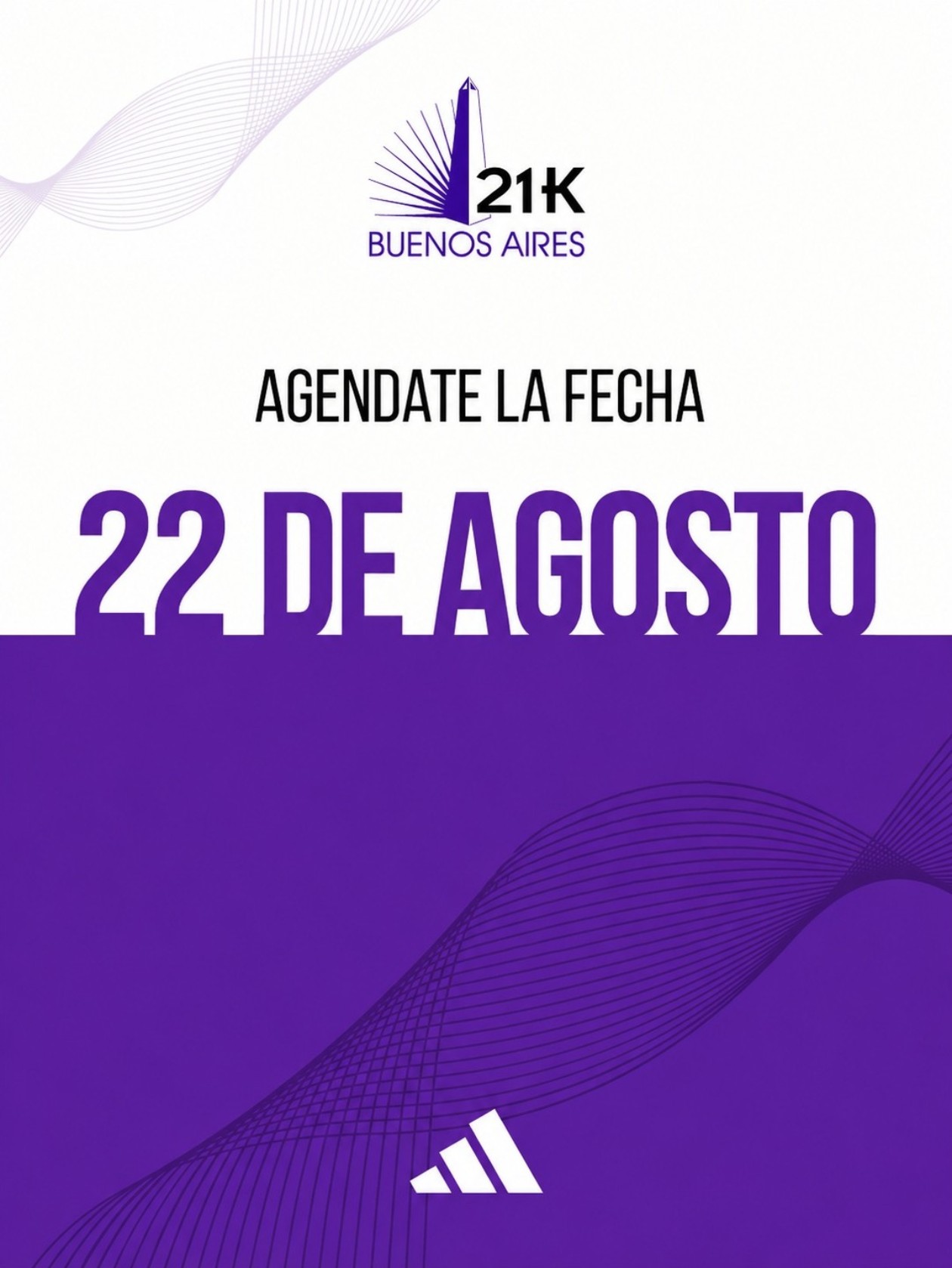 Gráfico oficial del 21K de Buenos Aires: «Agéndate la fecha, 22 de agosto»