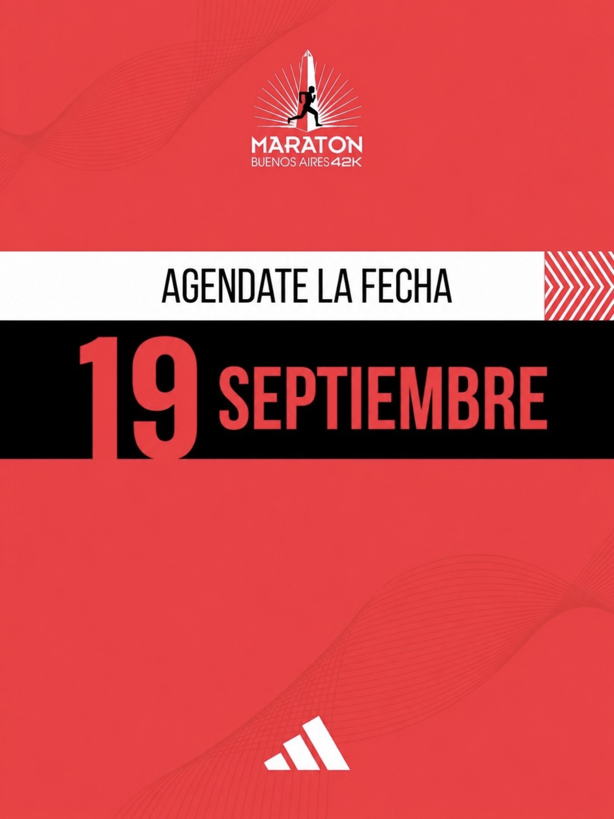 Gráfico oficial de la Maratón de Buenos Aires 42K: «Agéndate la fecha, 19 de septiembre»