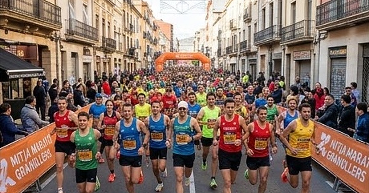 Marea de corredores por una calle estrecha de un casco histórico