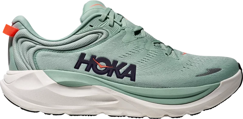 HOKA Gaviota 6 verde agua y blanca, vista lateral