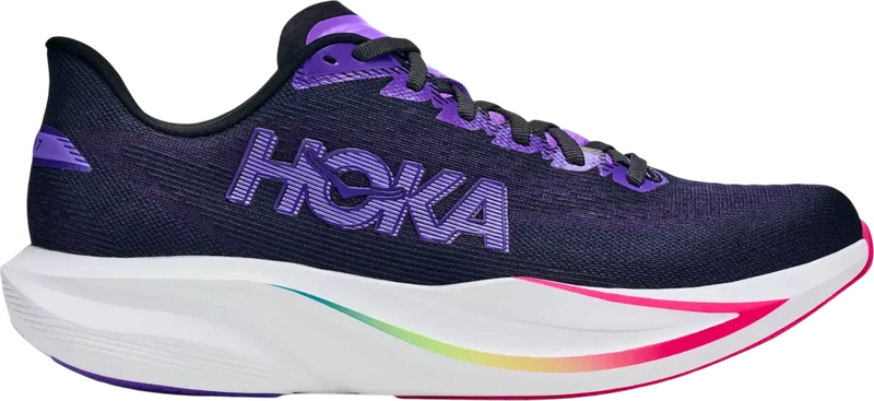 HOKA Mach 7 azul marino y morada, vista lateral