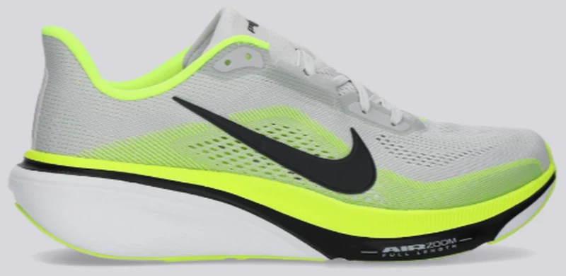Nike Pegasus Premium gris y flúor, vista lateral
