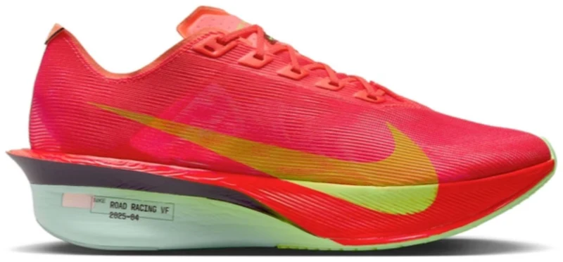Nike Vaporfly 4 roja y verde, vista lateral