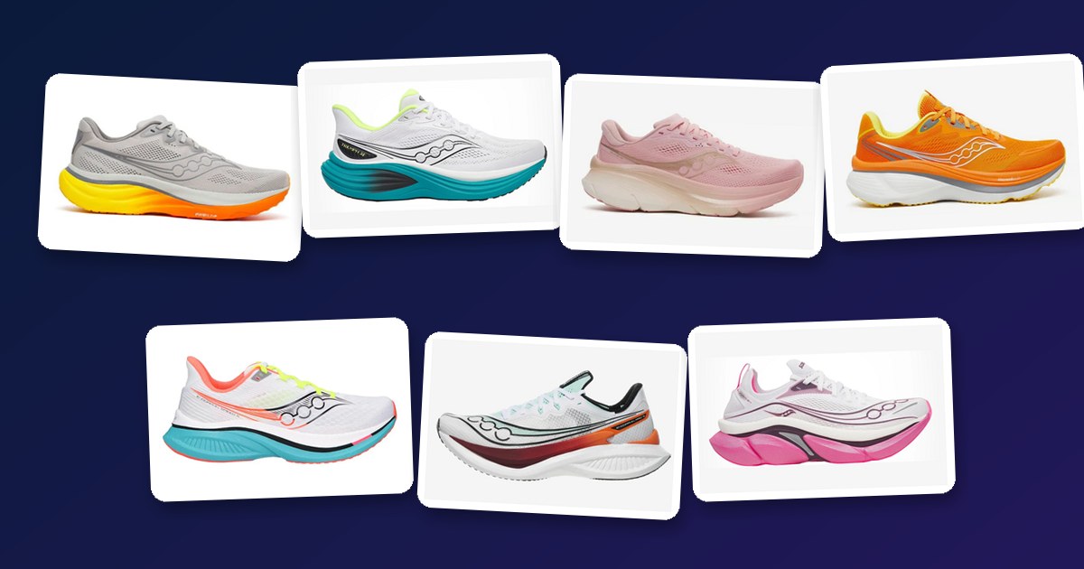 Montaje con fotos de siete zapatillas Saucony de carretera